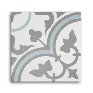 Carrelage imitant carreau ciment 20x20 cm décor CLASSIQUE BLANC CASSE / GRIS FONCE / BLEU