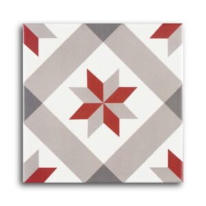 Carrelage imitant carreau ciment 20x20 cm décor CLASSIQUE GRAND BLANC/GRIS CLAIR/BORDEAU/GRIS FONCE