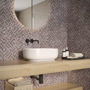 Mosaïque d'aluminium Brosse Mix Gris/Bleu - 1.5X1.5 cm