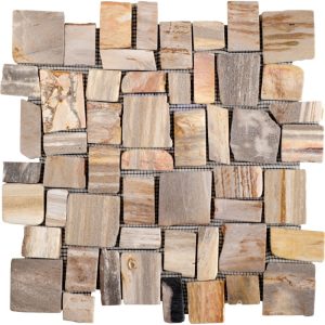 Mosaïque PALADIANE CUBIQUE en BOIS FOSSILISE 30x30x0.8 cm