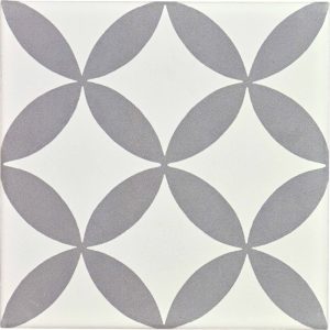 Carrelage imitant carreau ciment 20x20 cm décor MODERNE BLANC CASSE / GRIS CLAIR