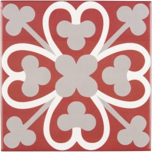 Carrelage imitant carreau ciment 20x20 cm décor CLASSIQUE PETALE BLANC/GRIS CLAIR/ANTHRACITE/BORDEAU