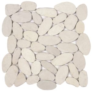 Galet naturel sur filet 30x30 cm BLANC SCIE xL