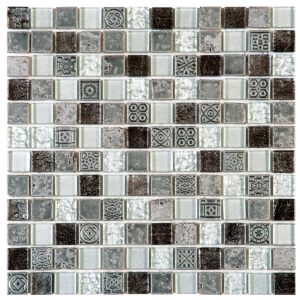Mosaïque de marbre + VERRE 2.3x2.3 cm GRIS