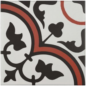 Carrelage imitant carreau ciment 20x20 cm décor CLASSIQUE BLANC CASSE / GRIS FONCE / ROUGE