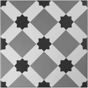 Carrelage imitant carreau ciment 20x20 cm décor CLASSIQUE BLANC/GRIS FONCE/ANTHRACITE