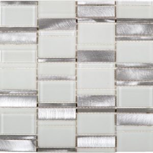 Mosaïque de Mix Verre Blanc et Metal