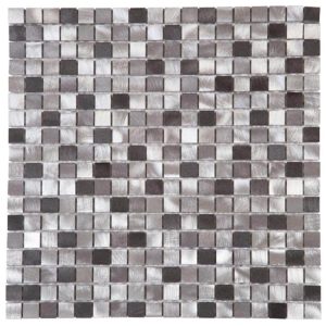 Mosaïque d'aluminium Brosse Mix Gris - 1.5X1.5 cm