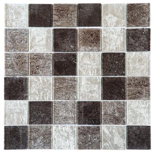 Mosaïque de verre Froisse Noir Gris Argent 4.8 X 4.8 Cm