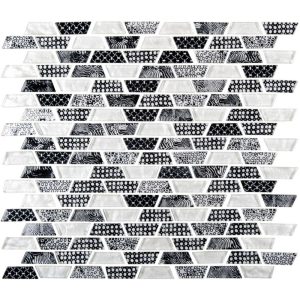 Mosaïque de verre en Barrettes Blanc et Noir