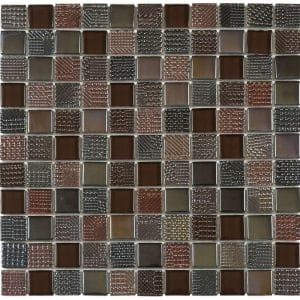 Mosaïque de Verre Mix Relief Marron / Bronze 2,3x2,3 cm